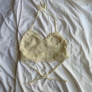 Princess Polly Cream Crochet Tank Top